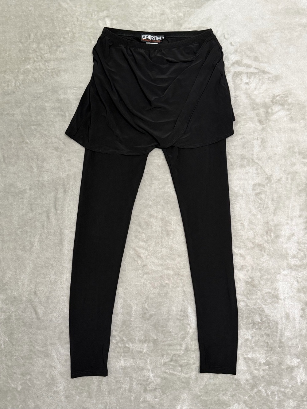 Spirited Randolph Duke Black Skirted Leggings Ruched Overlay Size XS